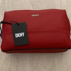 DKNY Red Saffiano Cosmetic Pouch